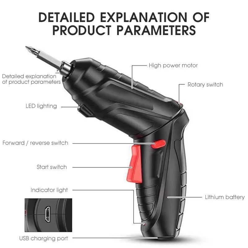 Electric Screwdriver Set 3.6V  - đánh giá và giá Electric Screwdriver Rechargeable Usb